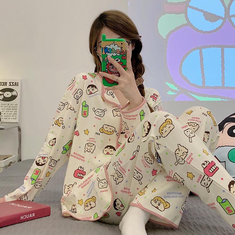 Set Pijama Damă 2024: Haine de casă cu mânecă lungă pentru primăvară, toamnă și iarnă. Perfect pentru Transmisiuni Live ale Micro-Afacerilor.