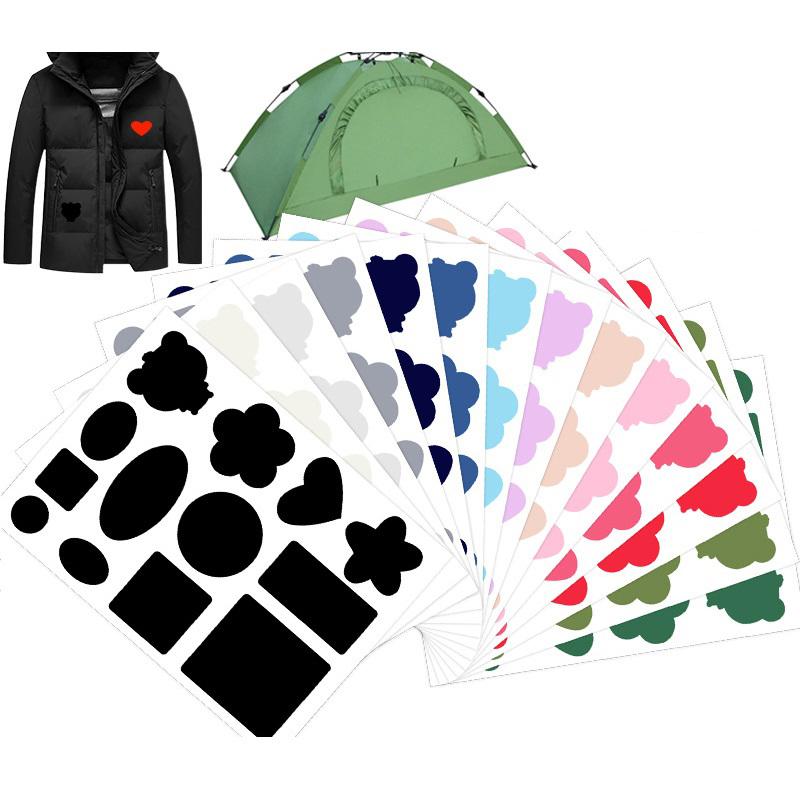 Öntapadós javítófoltok pehelykabátokhoz, pólókhoz, nadrágokhoz, mosható folt, esőkabát, esernyőszövet, sátor matricák