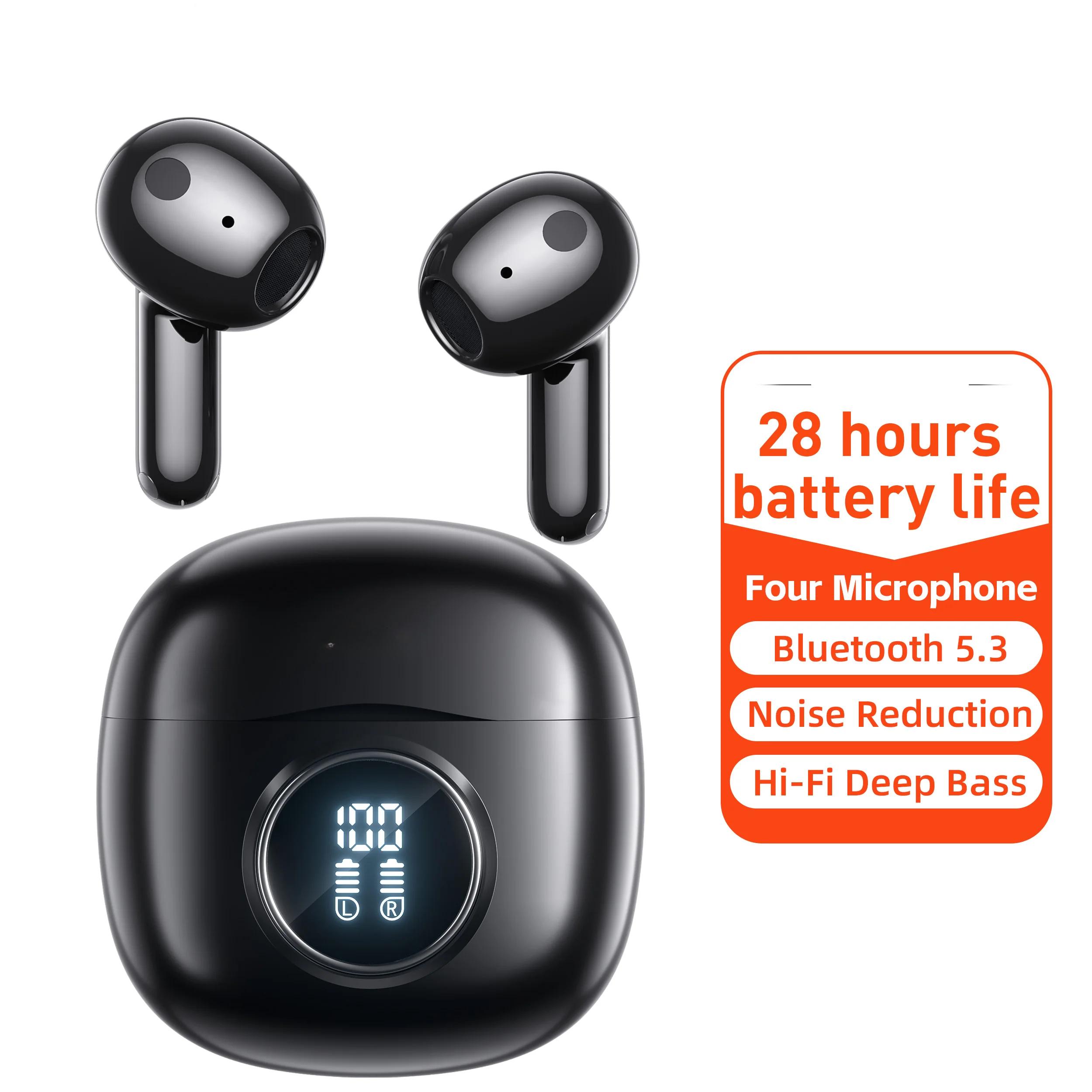 

Новые беспроводные наушники TWS Bluetooth 5,3 HD микрофон HIFI наушники 13 мм драйвер 60 мс с низкой задержкой 4 микрофона + вызов ENC чёрный