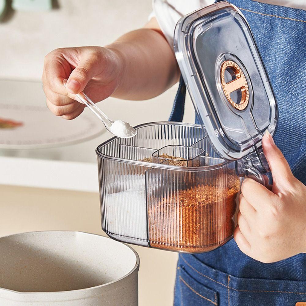 

Пластиковый контейнер для приправ, большая емкость, коробка для хранения специй, 4 в 1, коробка для приправ для кухни