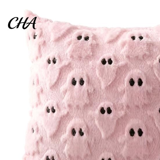 Versatile Seasonal Cushion Covers Halloween Ghost Cover, Plush Embroidered Throw Pillow 18x18 Cute Cover Inch Case for Home Sofa Bed Decor Party