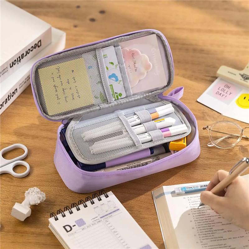 Large Pencil Case for Girls Big Capacity Pencil Pouch Stationery Organizer Portable Office Stationery Makeup Bag