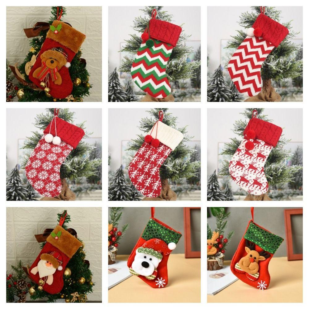 Thickened Christmas Socks Candy Bag Santa Claus Elk Snowflake Christmas Tree Decorations  Kids