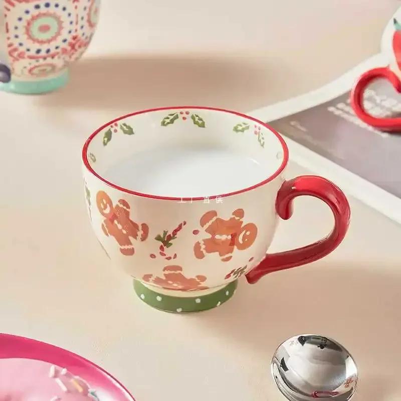 Ilk Tassen Mikrowellenbeheizte Haferflocken Wasserbecher Geschenktassen 480ml Weihnachten Kaffeetassen Lebkuchenmann Keramiktassen Frühstückstasse