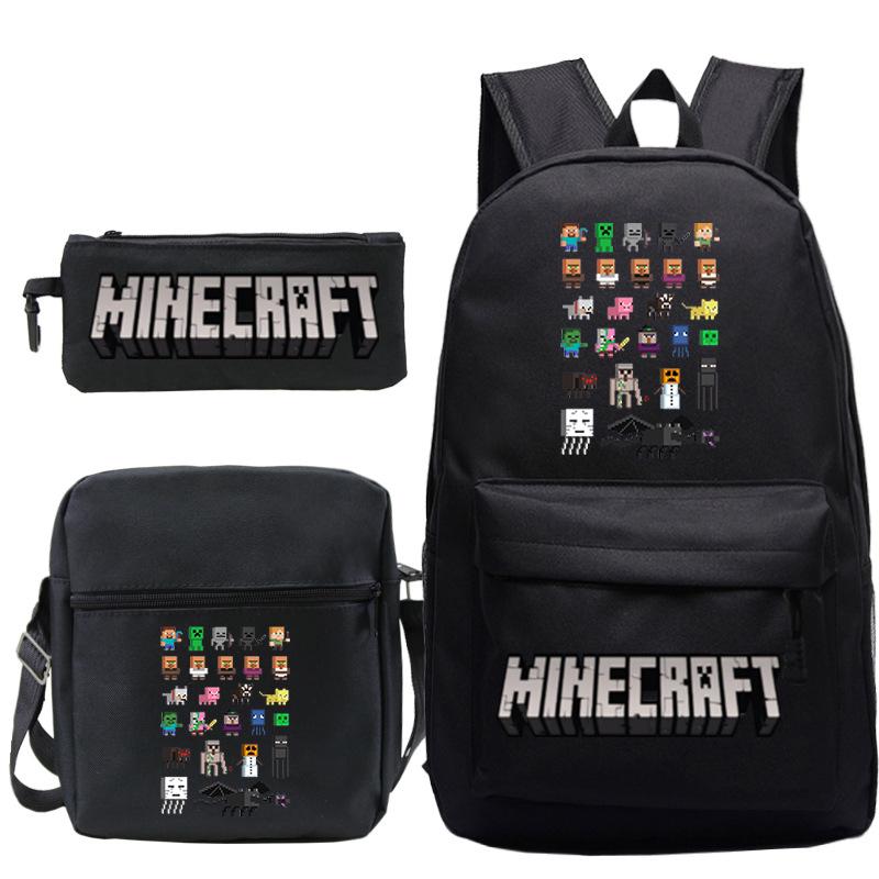 Minecraft Primary And Secondary School School Bag Children'S Backpack Backpack Shoulder Bag Pencil Case Three-Piece Set