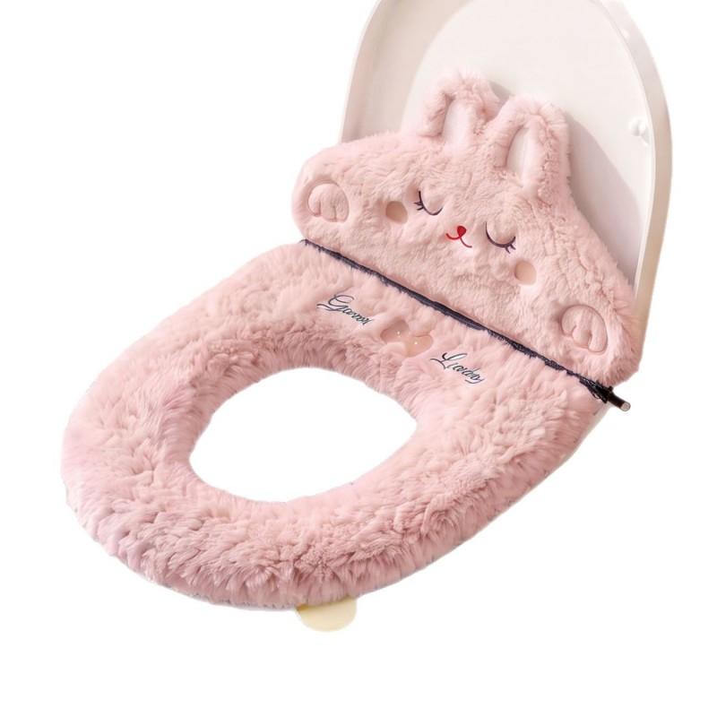 Weiche Plüsch-Toilettensitzauflage Winter Warm Dick Waschbar Wiederverwendbar 4-Jahreszeiten Komfortpolster Badezimmer zu Hause