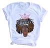 Fashion Vintage Casual Queen Print Ladies T-Shirt Summer Loose Short Sleeve White Women's Tops Graphic T Shirts Female Clothing