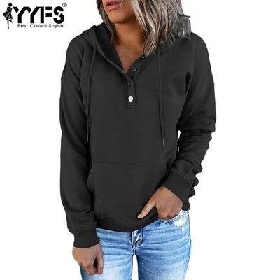 Damen-Kapuzenpullover und Sweatshirts mit modischem, lässigem, einfarbigem Druck und langen Ärmeln