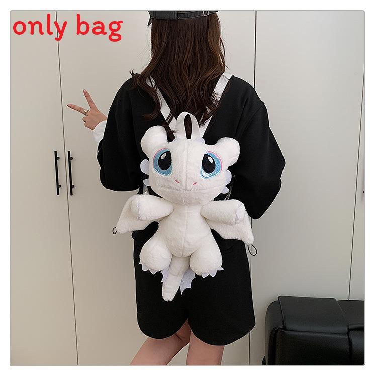 Toothless Plush Double Backpack For Kids With Zipper Closure And Phone Pocket