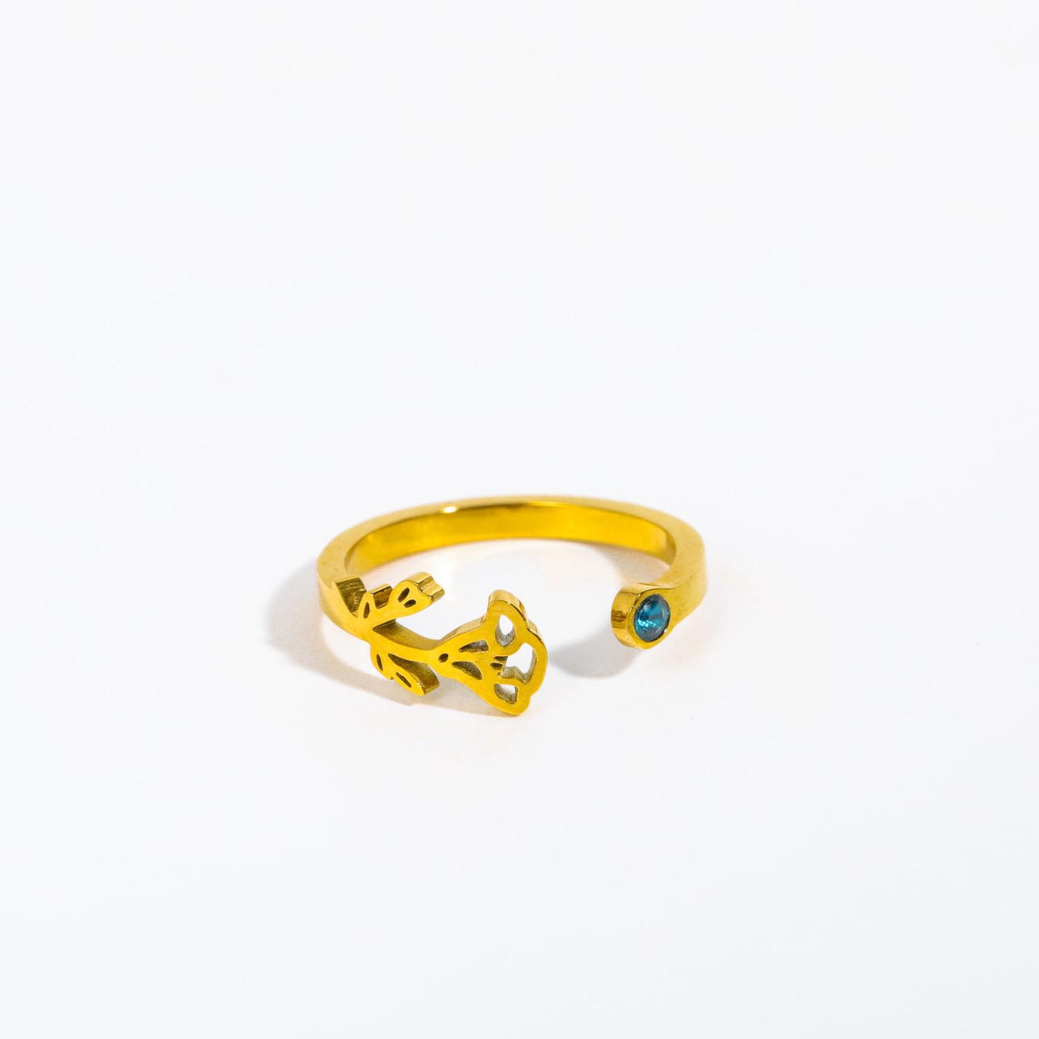 Lily of the Valley December Birthstone Ring - Zodiac Sign Openable Titanium Steel Ring Open