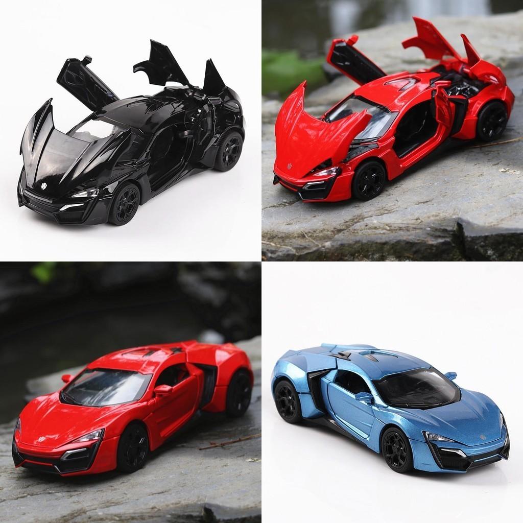 White Red Blue Black Alloy Fast And Furious Lykan Dubai Super Car 132 Scale Model Music Sound Racing Toy
