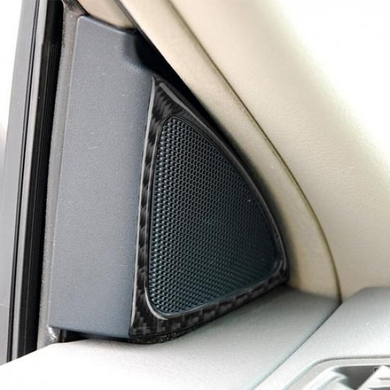 2Pcs Carbon Fiber Door Speaker Frame Cover Trim For Toyota Corolla 2006-2012