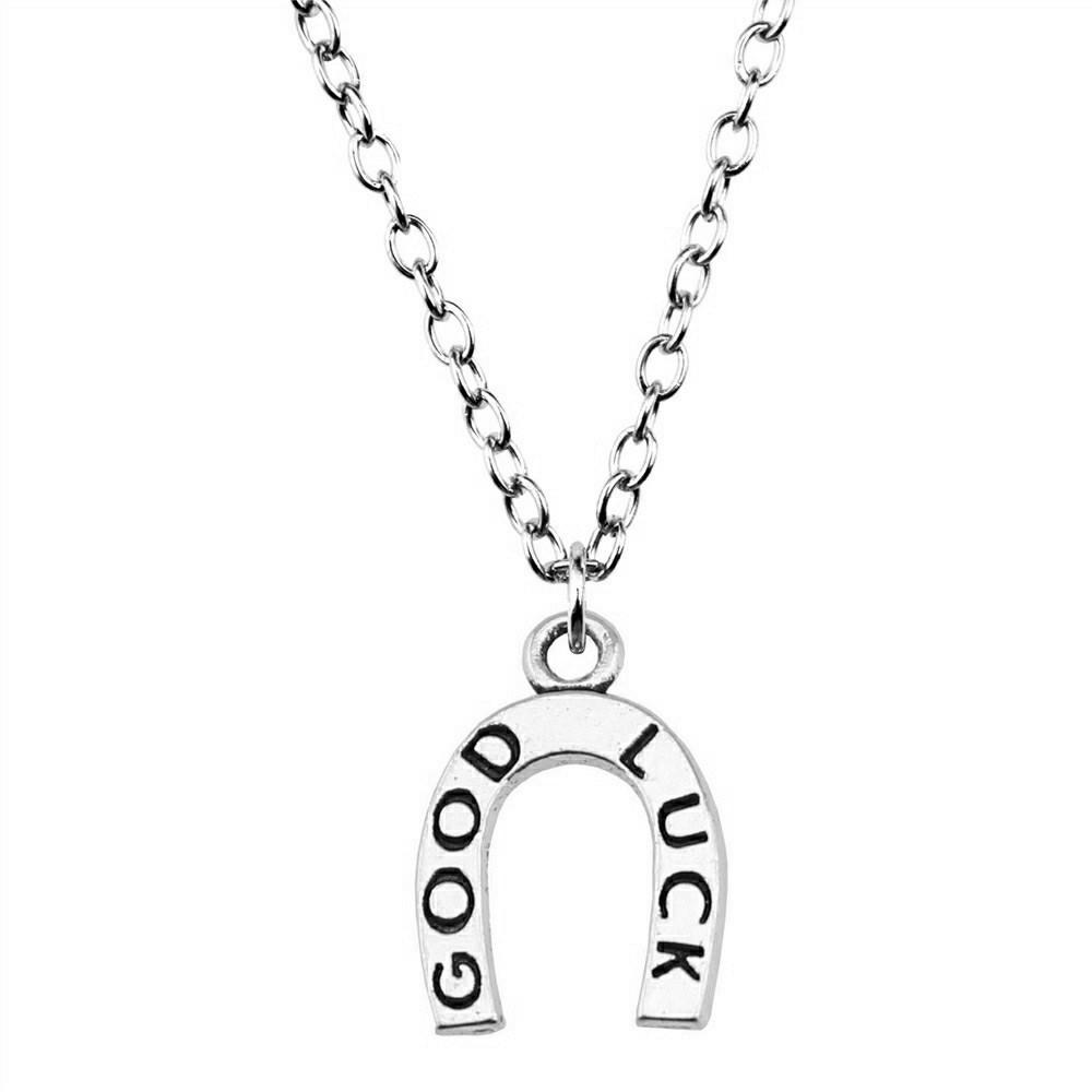 Horseshoe Charm Necklace  Animal Pendant For Horse Lovers Cowboy Western Jewelry 43cm Chain