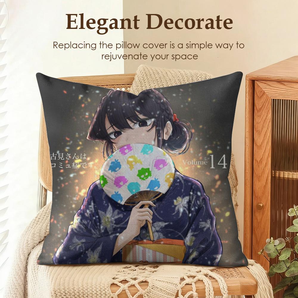 KKomi Cant Communicate Cushion Cover Natural Linen Organic Fabric DoubleSided Printing Sofa Home Decor Gift Pillow Case
