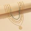 Ethnic Style Turquoise Stone Necklace Golden Multi-layer Necklace Retro Jewelry Set  Women