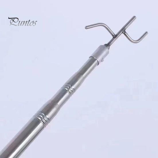 Stainless Steel Telescopic Capture Pole with Pickup Hook Curtain Puller Clothes Dryer Fishing Net Puller Portable Truck Cargo Grabber for Home