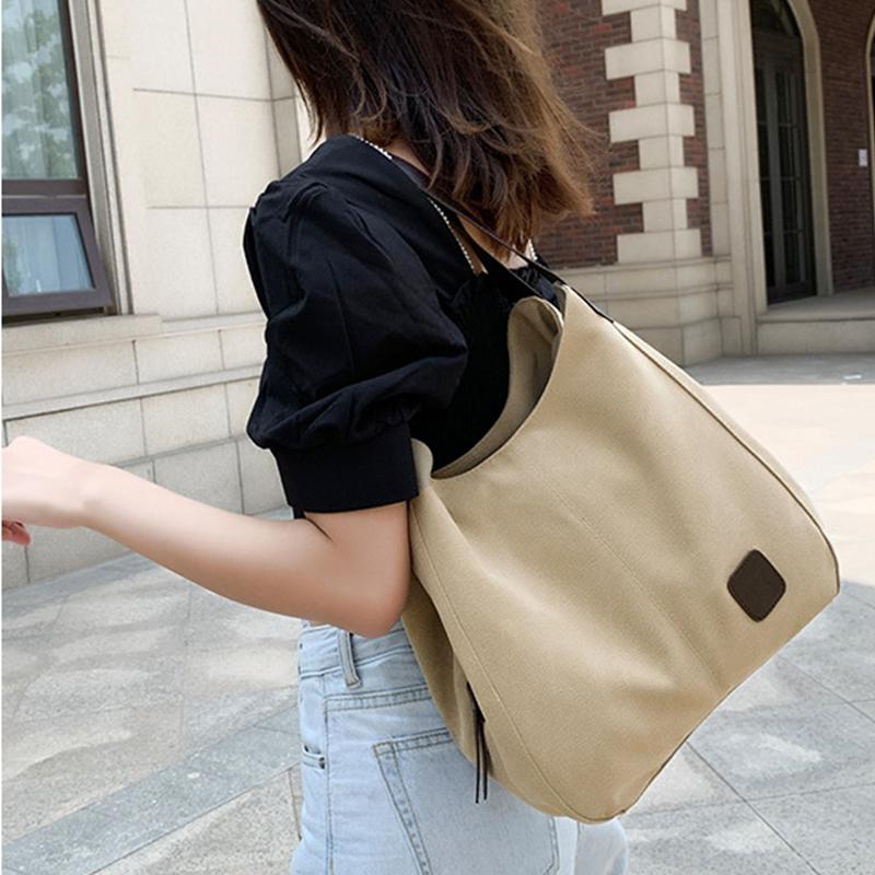 Große Kapazität Leinwand Umhängetasche Lässige Handtasche mit oberem Griff Tägliche Handtasche Damen Einkaufstaschen Reisetasche Premium