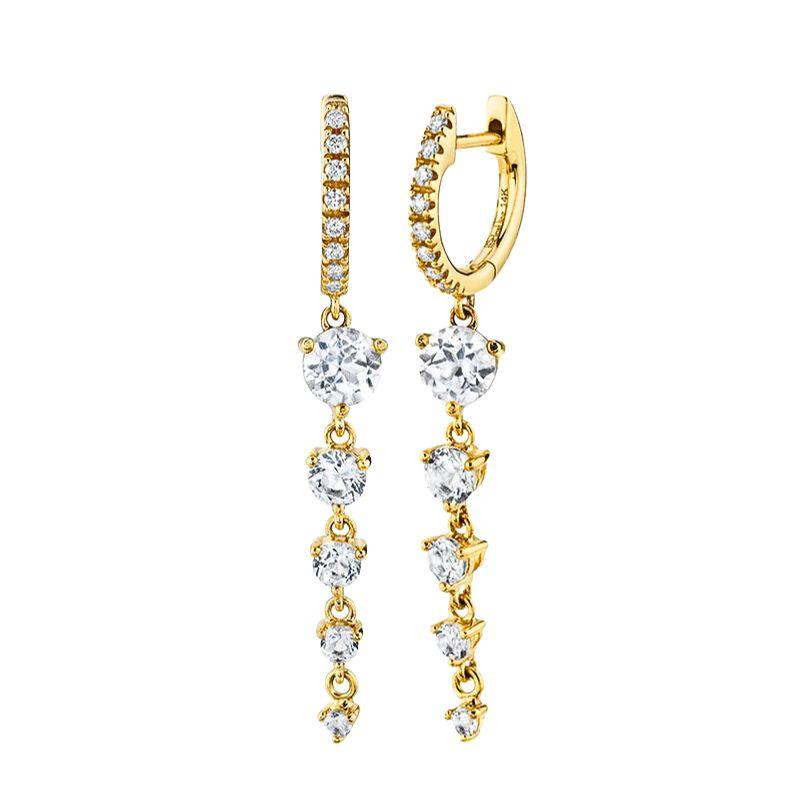 925 Silver Needle Luxury Long Chain Tassel Crystal Stud Earrings For Women Exquisite Pendant Gold Earrings Fine Jewelry
