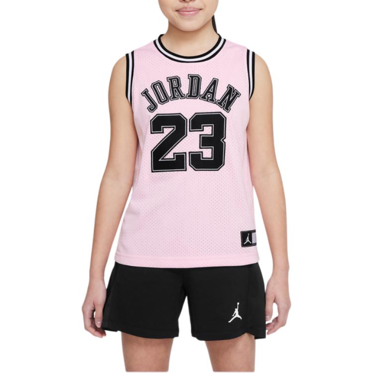 Jordan Stampa Logo Lettera Girocollo Senza Maniche Maglia da Basket per Bambini Maglia Bambino Rosa HA7284-663