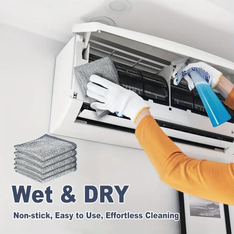 10pcs Magic Dishcloth Silver Wire Cleaning Kitchen Cloth Thickened Microfiber Wash Towel Built-in Sponge Steel Wire Ball Rag