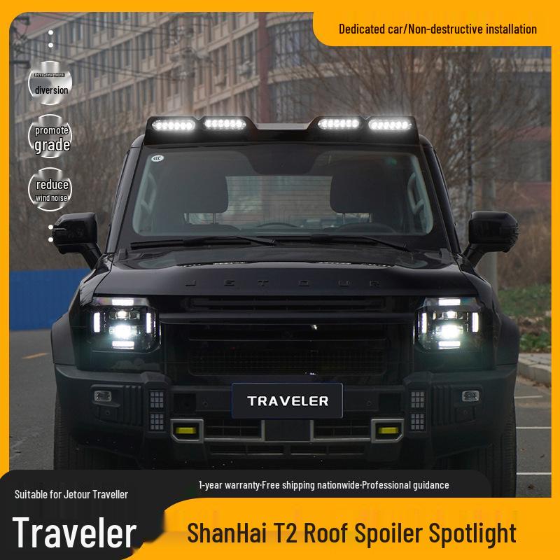

Jetour Traveler ShanHai T2 Roof Spoiler Luggage Rack & Spotlight Kit White Light чёрный