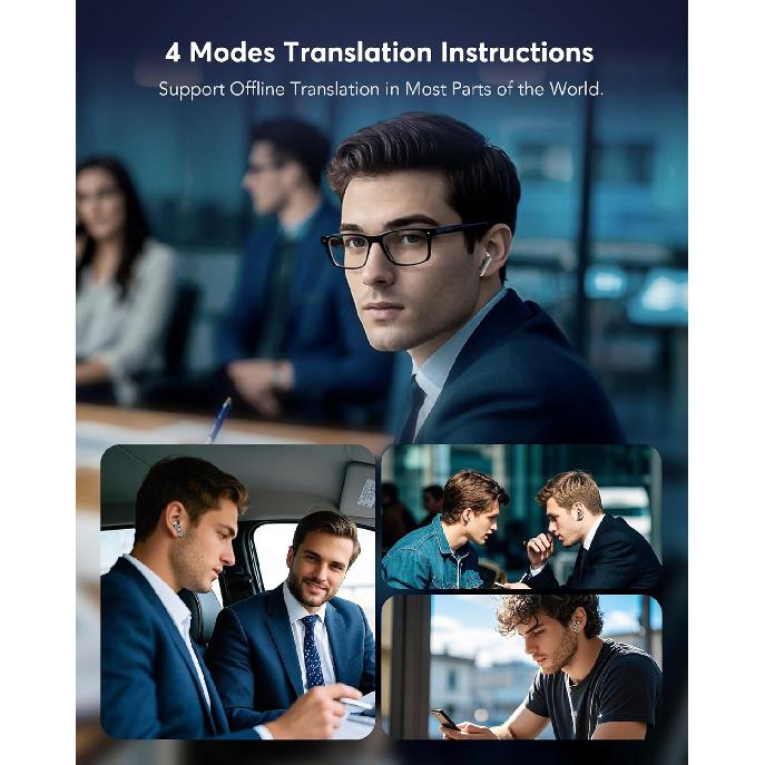 AI Translation Earbuds Real Time,144 Language Translator Earbuds, Audifonos Traductores Inglés Español,3-in-1 Translating Device, Translate Ear