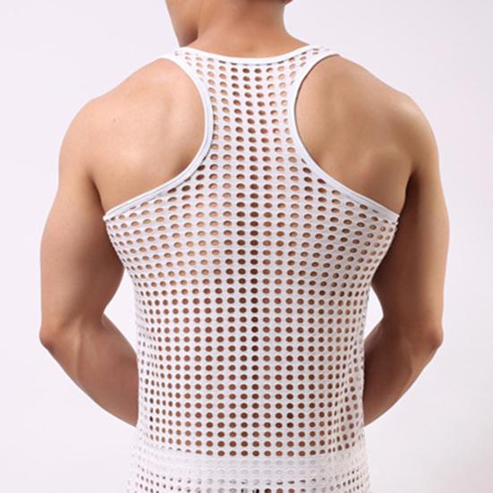 Men Underwear Stretchy Mesh Male Japan Style Pure Color Undershirt for Bathroom