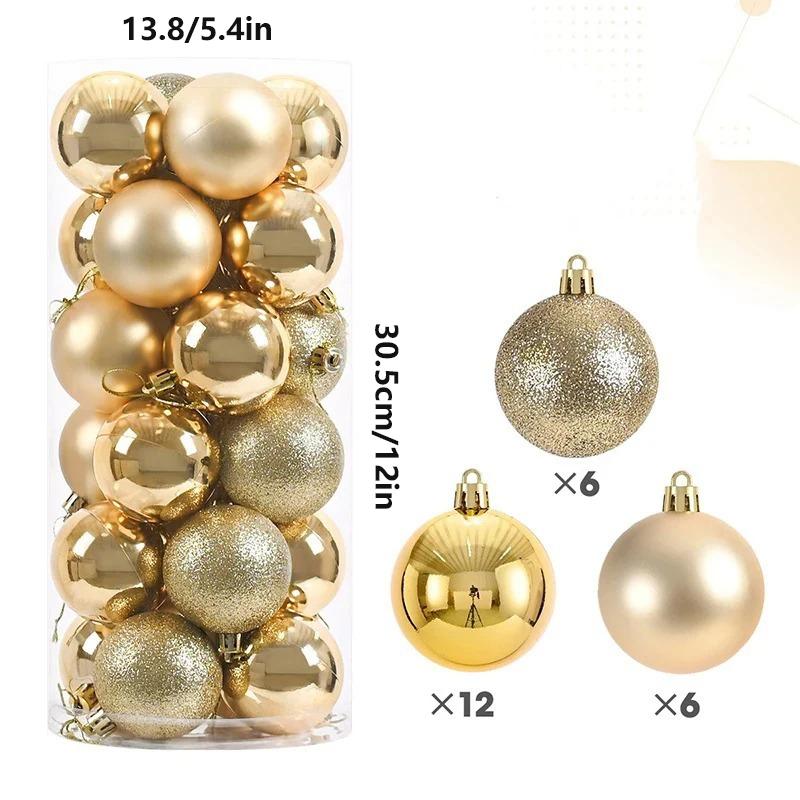 24Pcs 6cm Christmas Ball Decoration for Christmas Tree Hanging Pendant Ornaments Home Room Decor New Year Navidad DIY Gift Box