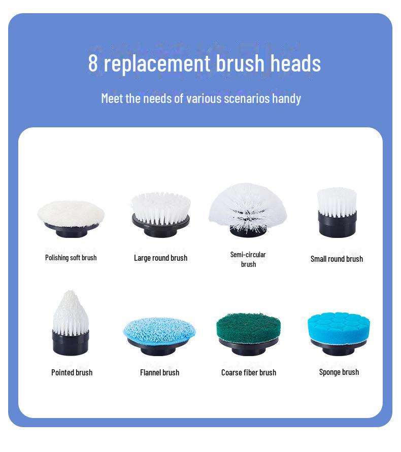 Electric Multi-Function Scrubber with Replaceable, Extendable Heads for Floor Cleaning
