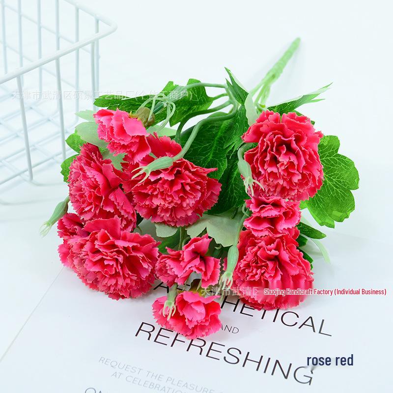 10-Head Artificial Carnation Bouquet for Mother's Day or Teacher's Day - Ideal for Home, Restaurant, and Bar Decorations