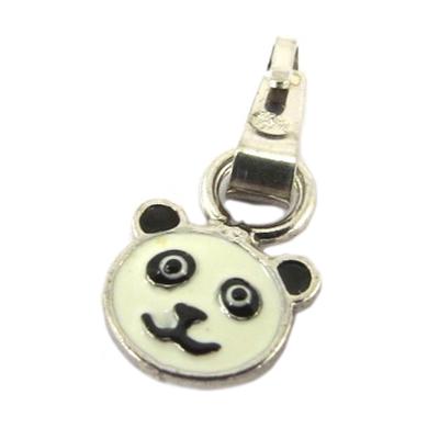 [P3264] - Silver Pendant 'Panda' White Black