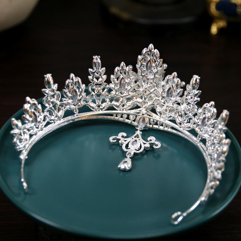 DIEZI Barock Vintage Königin Kristall Wassertropfen Anhänger Krone Braut Elegant Perle Diademe Diadem Mädchen Hochzeitsparty Stirnbänder