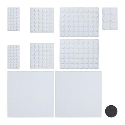 Relaxdays Felt Pads Set of 240, Self-Adhesive, Non-Slip, Adhesive, Floor Protection, Various Sizes, White