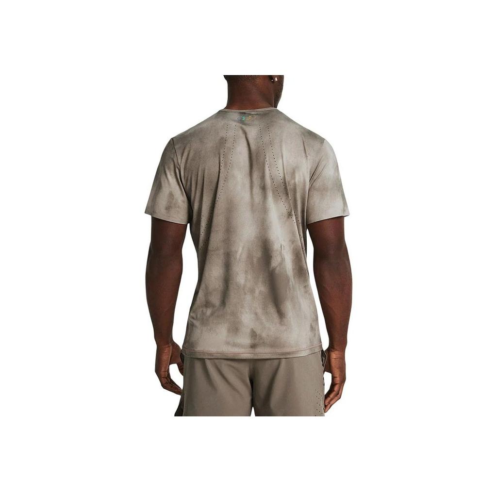 Under Armour UA Vanish Elite Logo Tie-Dye Print Breathable Crew Neck Training T-Shirt Men Tops Gray Brown 1383669-200