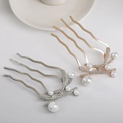 Koreanische Einfache Metall Haar Sticks Frauen Perle U-förmigen Haar Clips Frauen Mädchen Haarnadeln Headwear Haar Zubehör Styling Werkzeuge