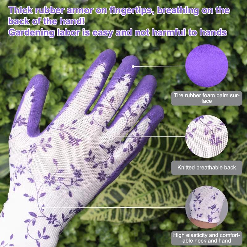 One Size Garden Gloves for Women, Foam Latex, Breathable and Comfortable