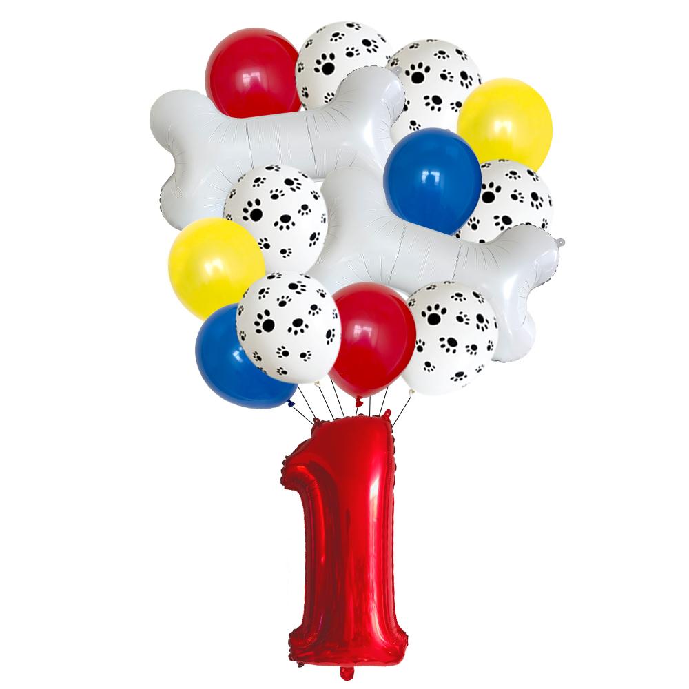 1set Pet Dog Balloons Animals Paws Prints Let s Pawty Bone Supplies Kids Toys Birthday Party Decorations 30Inch Number Globos as the picture