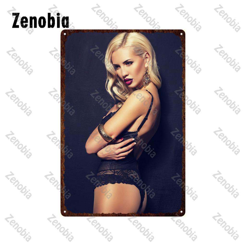 Sexy Metal Poster Angel Wings Girl Metal Signs Dropped Underwear Straps Woman Tin Signs Vintage Plaque for Bar Pub Home Decor