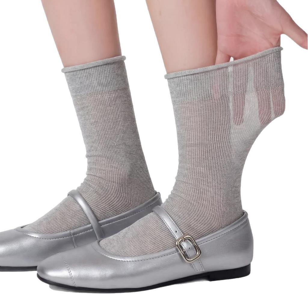 White Curled Socks Women'S Ins Wind Ultra-Thin Boneless Breathable Stacking Socks Solid Color Japanese Basic Jk Socks Medium Tube Socks