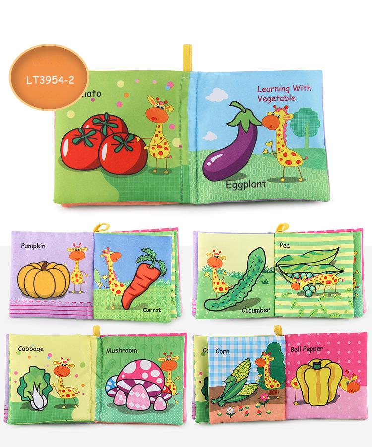 Baby Cloth Books Fruits Vegetable Animals Cognize Sensory Early Learning Educational Toys for Toddlers 0 12 Months English Books