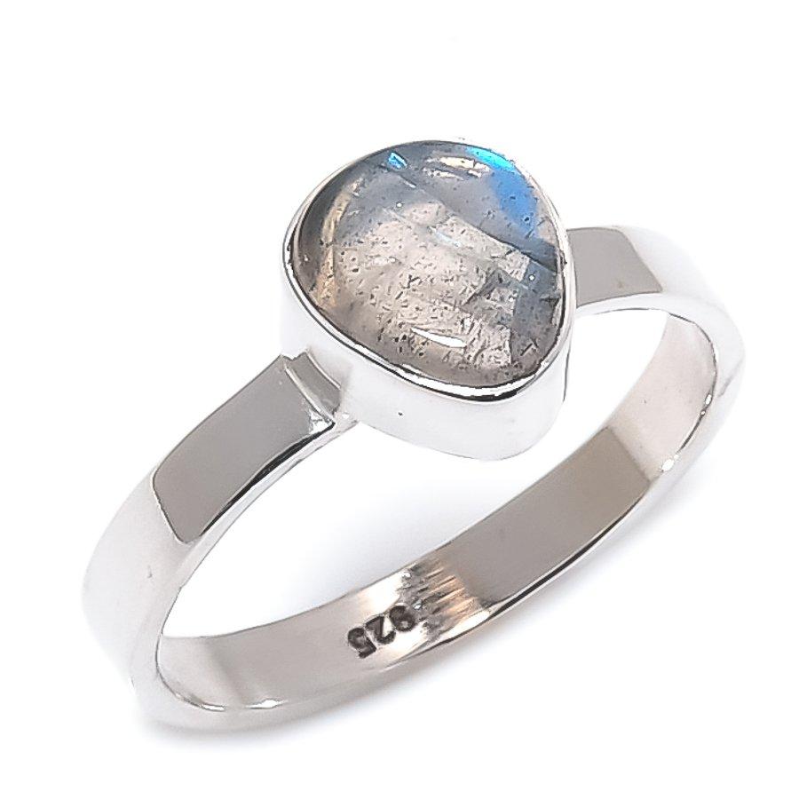Natural Rainbow Moonstone Gemstone 925 Solid Sterling Silver Gift Ring S.8 P7I25
