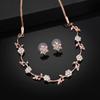 Estele Rose Gold Flower Crystal Designer Necklace Set For Women