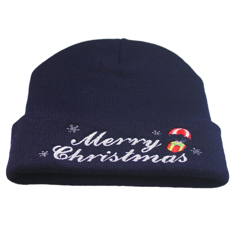 Universal Winter Knitting Wool Hat Warm Merry Christmas Embroidered Knitted Hat
