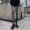 Gothic Lolita Girls Asymmetric Ab Style Fishnet Tights Women Sexy Cross Patchwork Pattern Mesh Pantyhose Japan Punk Goth Hosiery
