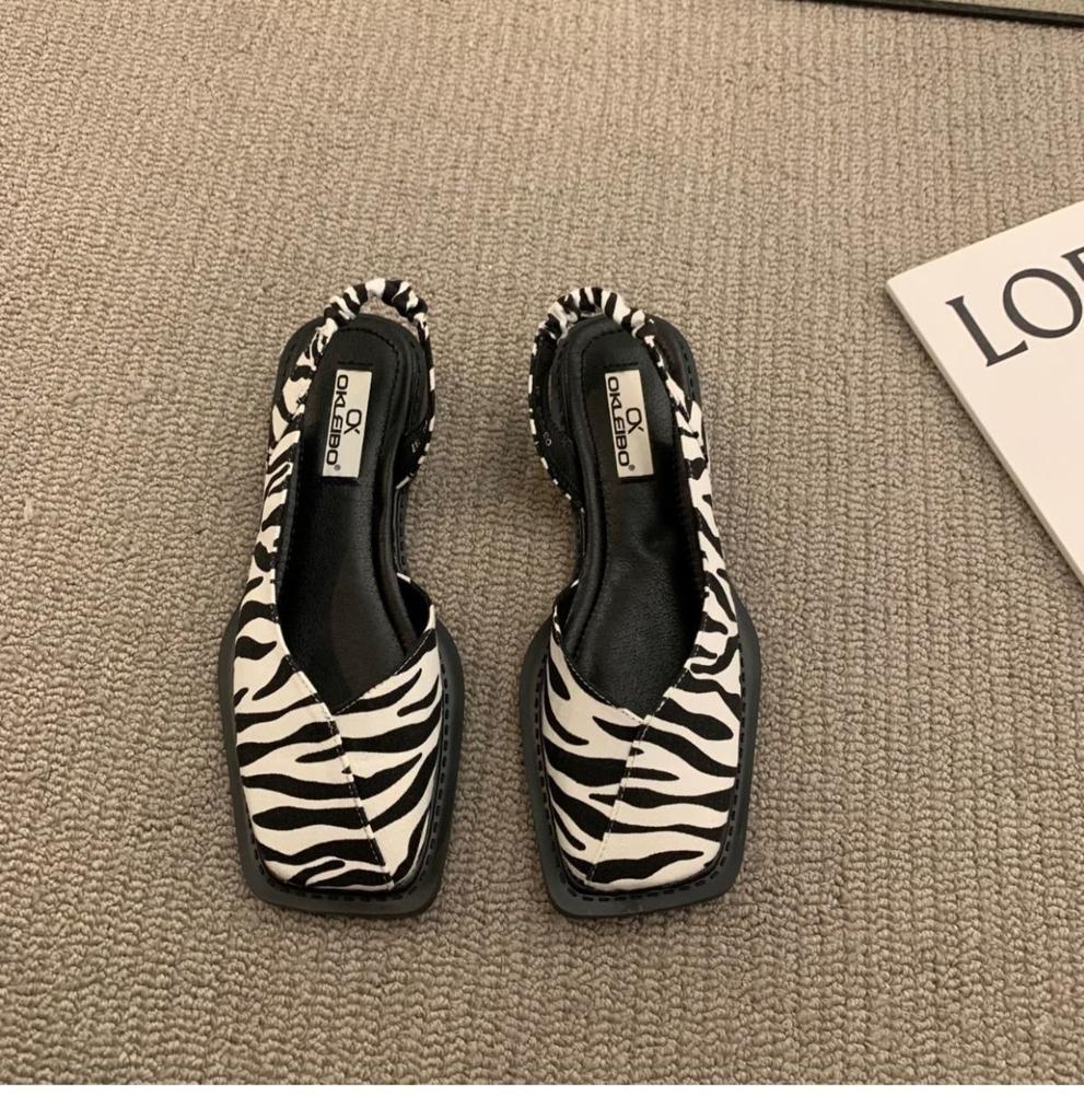 Square Toe Womens Flats Shallow Mouth Elegant Womens Sandals Fashion Vintage Party Shoes Elastic Band Women Shoes Luxury Zapatos