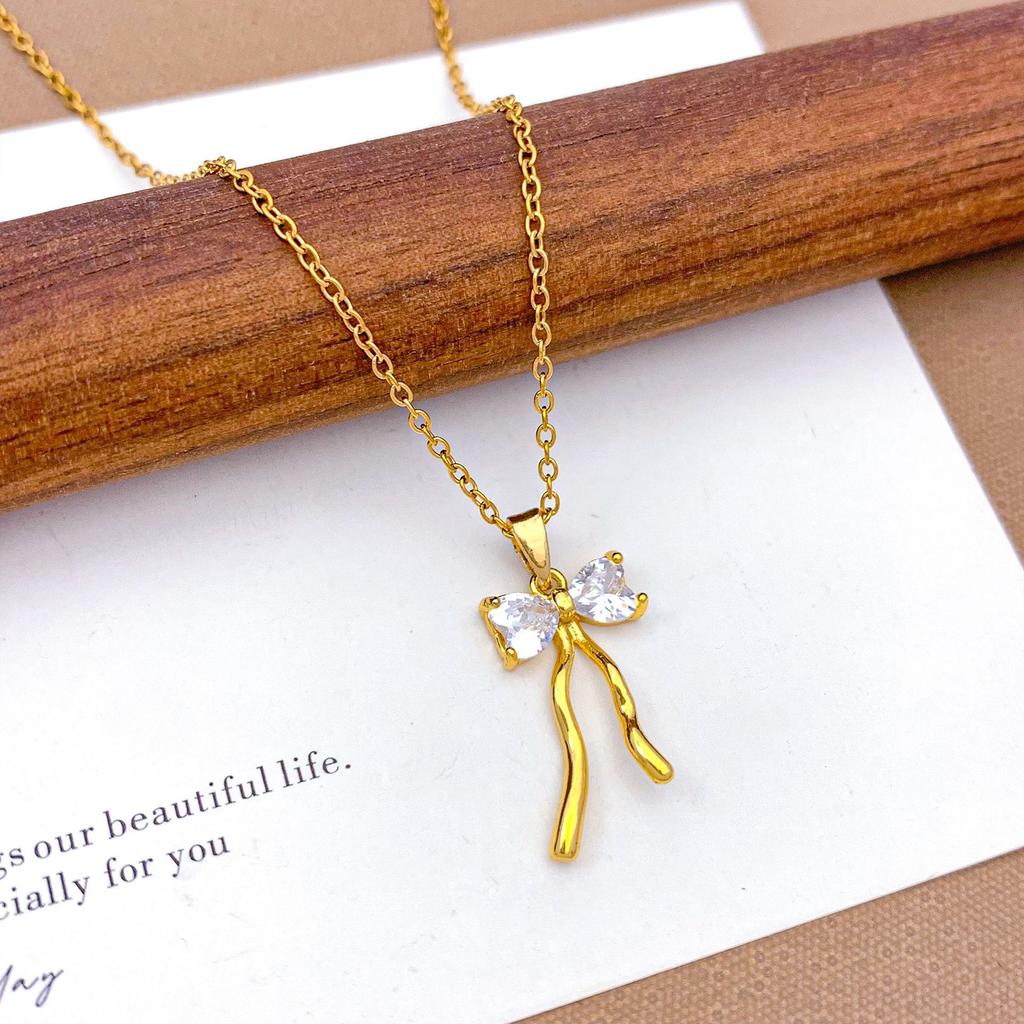 Necklace New Ribbon Bow Necklace Accessories Women's ins Style Niche Design Sense Fashion Versatile Clavicle Chain Women