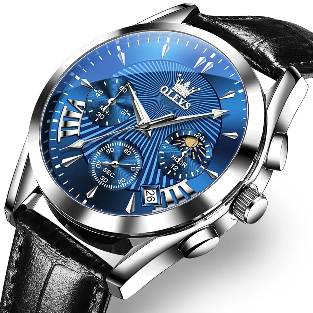 OLEVS Men's Business Wristwatch, Waterproof, Stylish, Stainless Steel Band, Quartz Movement, Analog, Casual, Father's Day Gift