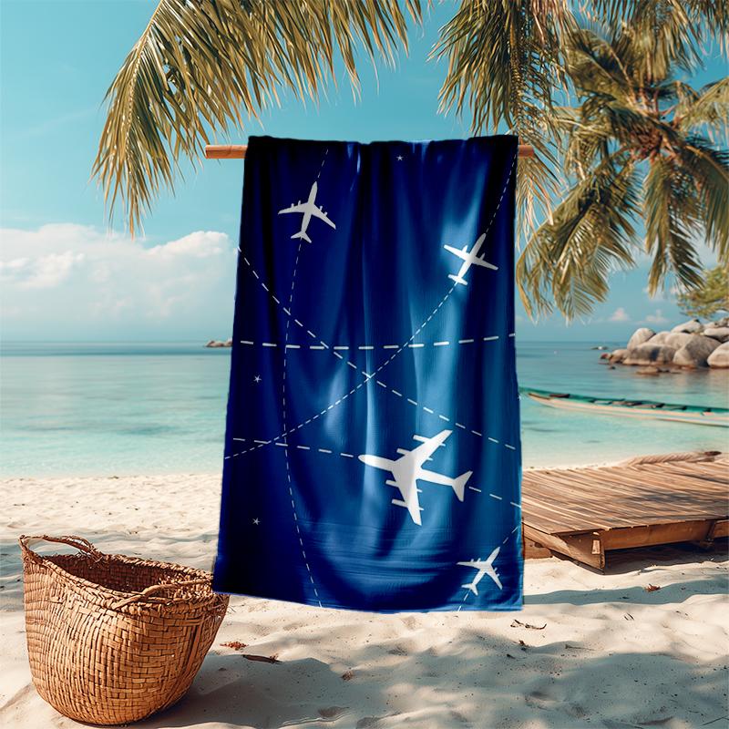 Ultra-Soft Beach Towel with Airplane Theme,Ideal for Pool - Camping, Diving - Perfect Travel Essential, Vibrant Beach Towel.