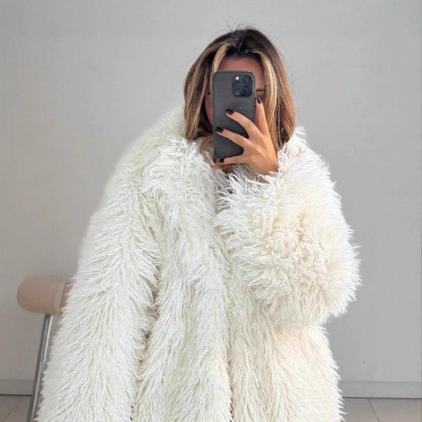 European and American fur large lapel artificial fur jacket short fashion fox fur jacket fluffy plush women