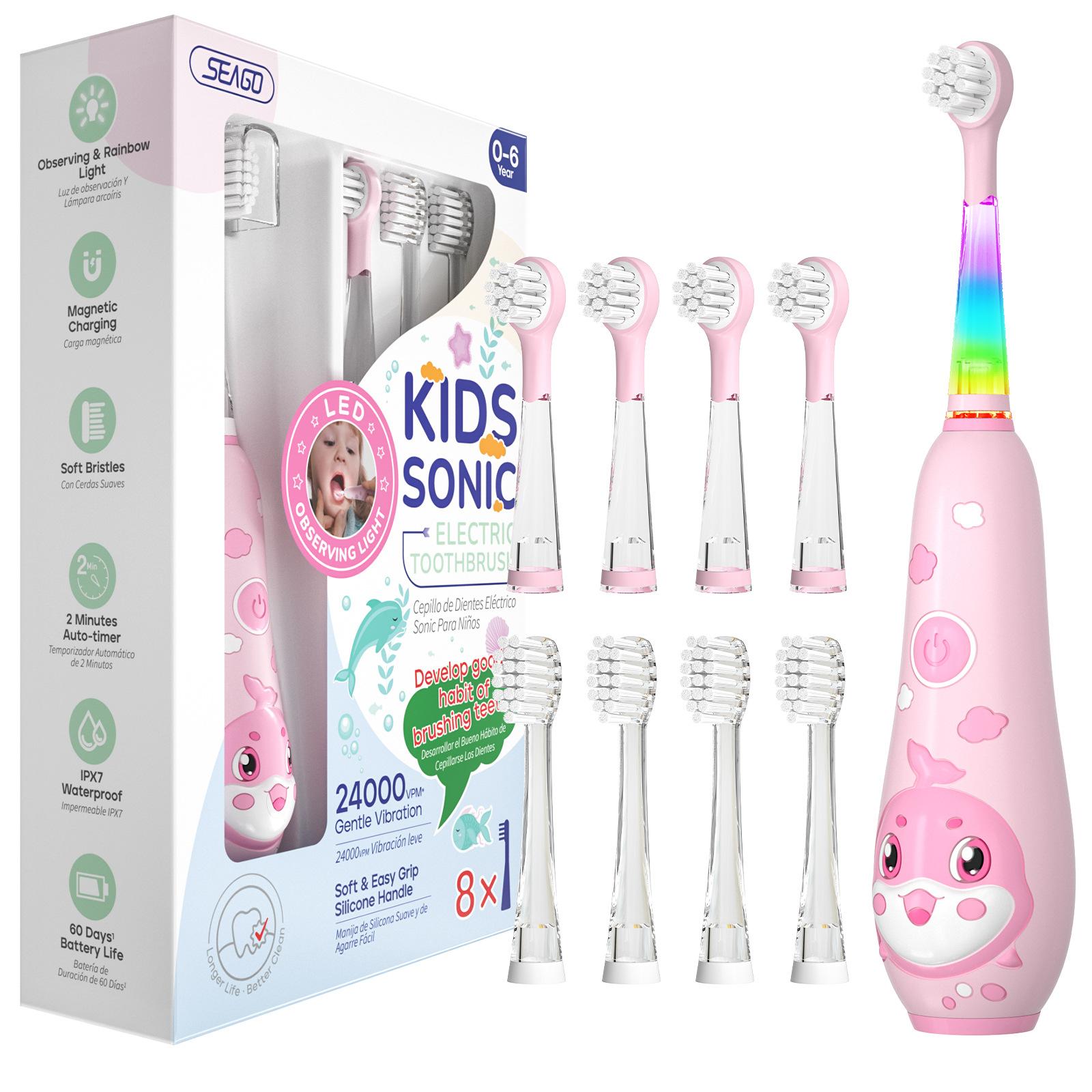 

Детская электрическая зубная щетка 3-12 лет звуковая перезаряжаемая милая мультяшная ученица начальной школы мягкая детская щетина